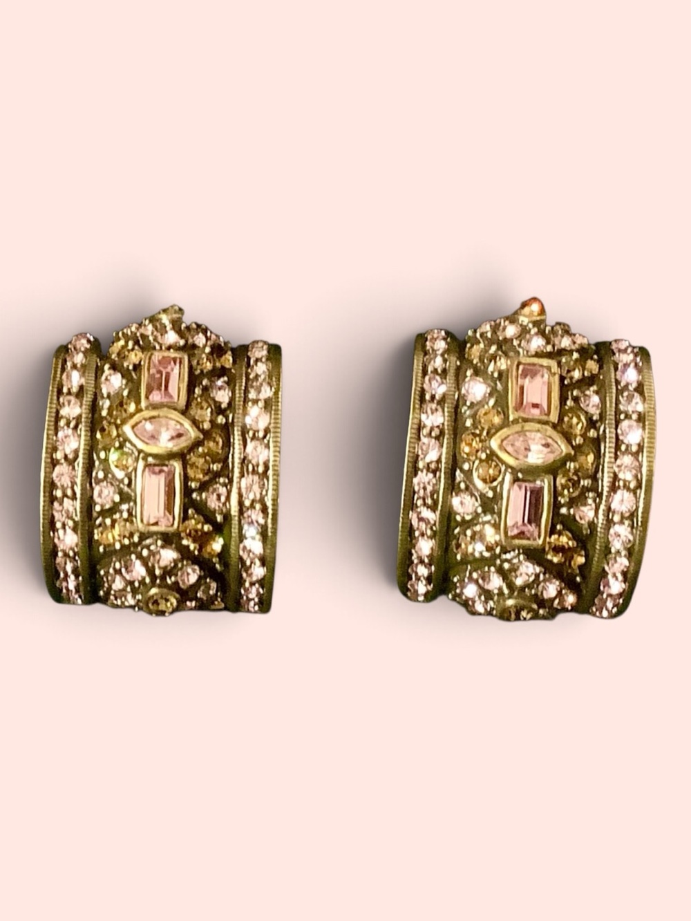 Heidi Daus Gold-Tone Light Purple, Mulberry Swarovski Crystal Half Hoop Earrings